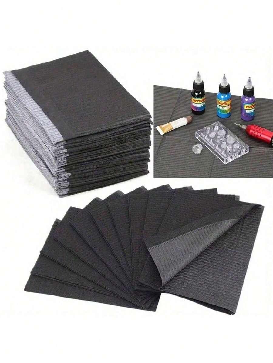 125/50/25/10件装牙科围兜 - 纹身桌布围兜、纹身穿孔牙科围兜、病人围兜、纹身托盘罩、三层牙科围兜 - 彩色 - 查看 1