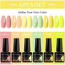 6件/套 7.3毫升 闪亮红粉色凝胶指甲油 亮片半永久美甲 LED UV美甲凝胶底油封层凝胶指甲油美甲用品 - 彩色 - 查看 33