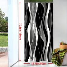 1pc Bathroom Shower Curtain, Geometric Pattern Shower Curtain With Hooks, Bathroom Decor Fall Decor Bathroom Accessories Back To School