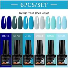 6件/套 7.3毫升 闪亮红粉色凝胶指甲油 亮片半永久美甲 LED UV美甲凝胶底油封层凝胶指甲油美甲用品 - 彩色 - 查看 30