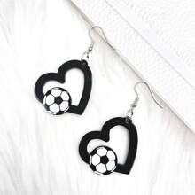 1 paire de boucles d'oreilles en forme de cœur de football en acrylique, boucles d'oreilles de supporter de match de football pour les femmes, la Saint-Valentin, maman, mère, fête des mères, cadeau