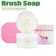 Newly Launched Flower-Shaped Makeup Brush Cleaner Soap Cleaning Kit With Silicone Pad - White - View 2