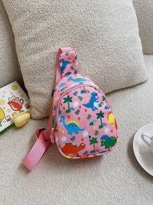 1 件装尼龙拉链封口包，带有可爱的恐龙图案，零钱包，胸包，适合所有场合，舒适且可调节的肩带，多功能，适合玩耍，是送给朋友和亲戚的完美礼物