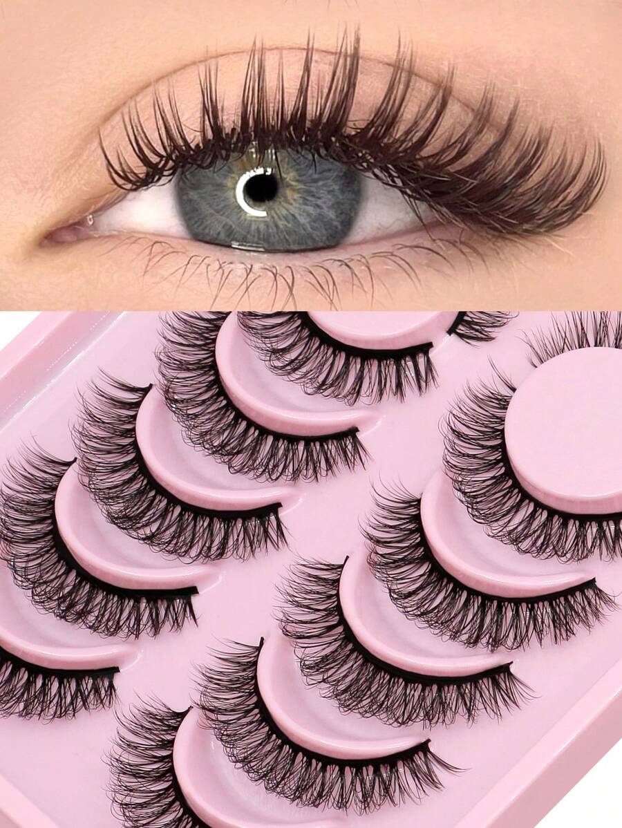 GROINNEYA 6 对假睫毛仿貂皮睫毛自然造型睫毛短睫毛延长化妆（8-17）条状睫毛、睫毛、睫毛、假睫毛