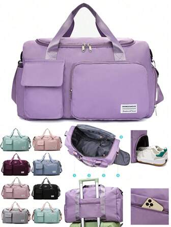 1 geantă ușoară de mare capacitate, cu curea și mâner reglabile, cu mai multe compartimente, geantă de bagaje cu design curea pentru bagaje și compartiment pentru încălțăminte, elemente esențiale, geantă organizatoare portabilă pentru finisare, geantă pentru noapte, geantă de sport. Înapoi la școală. Pentru afaceri, Pentru Spital, Fete Adolescente Femei Studenți, Lucrători cu guler alb. Pentru muncă, Pentru vacanță de vară Pentru valiză Geantă de gimnastică Geantă de weekend Geantă pentru bagaje Geantă de colegiu Genți de bagaje Geanta de weekend Geanta de spital Sărbători Iarnă