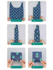 时尚涤纶可折叠购物袋（1/4 包）。经济实惠，抗菌防水，适用于各种场合：购物、聚会、工作和度假！