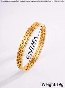 1 Piece Stainless Steel Creative Personalized Simple Hollow Bracelet, Unisex Holiday Gift - Hollow Bracelet - View 5