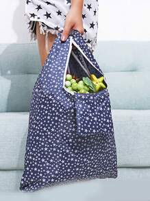 时尚涤纶可折叠购物袋（1/4 包）。经济实惠，抗菌防水，适用于各种场合：购物、聚会、工作和度假！