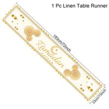 Decoración de camino de mesa para Eid, en blanco y dorado, suministros para fiestas del hogar en Ramadán, decoración de mesa de cocina y comedor para celebraciones de Ramadán - Multicolor - Ver 10