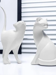 Tượng mèo hồng trang trí, tác phẩm điêu khắc mèo nghệ thuật phong cách Bắc Âu, tượng nhỏ bằng nhựa resin trang trí văn phòng, phòng ngủ, kệ sách, món quà tuyệt vời nhất cho sinh nhật, tốt nghiệp. - Nhiều màu - Xem 2