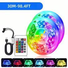 1pc 2M-30M USB 5V RGB LED Strip Light With Remote Control, Self-Adhesive LED Tape Light With 16 Color Changing And 4 Dynamic Modes, Suitable For Room Lighting, TV, Kitchen, Party, Bar, Corridor Decoration - Multicolor - View 13