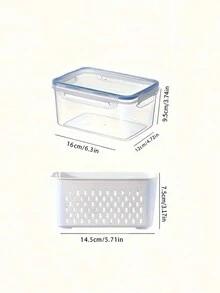 2件套厨房食品密封保鲜盒水果蔬菜沥水储物盒冰箱带盖冷冻保鲜收纳盒