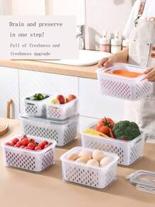2件套厨房食品密封保鲜盒水果蔬菜沥水储物盒冰箱带盖冷冻保鲜收纳盒