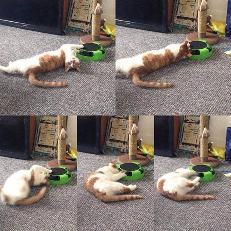 Interactive Cat Toy With Spinning Mouse Scratching Post And Catnip Interactive Cat Toy With Spinning Mouse Scratching Post And Catnip