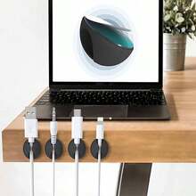 5pcs/10pcs Wire Clips, Wire Management Organizer, Adhesive Charging Cable Clips, Cable Clips, Suitable For Bedside, Desk, Office Or Mouse Cord - Black - View 2