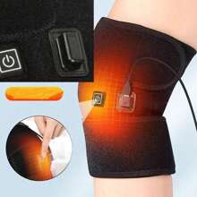 COSYGLOW 1Pc USB Heated Knee Massager, Electric Heating And Thermal Therapy Device,Charging And Heating Knee Pads Made Of Carbon Fiber - Black - View 2