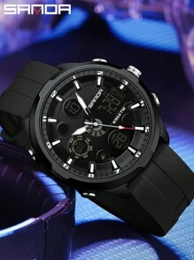 SANDA. SANDA Top Brand Men's Multifunctional Electronic Clock Outdoor Luminous Alarm Clock Military Waterproof LED Digital Quartz Watch - one-size - View 3