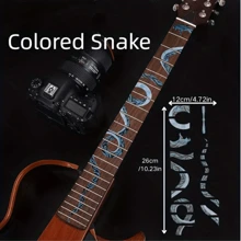 1pc Guitar Fretboard Sticker, ABS Material Snake/Magnolia/Rattan Flower Design, No Trace Adhesive, Micro-Nano Coating For Repeated Use, Cool Snake Print, Great Christmas Gift For Guitarists - Multicolor - View 1