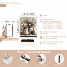 1 件农舍花卉帆布墙画,白色茉莉花和生锈的喷壶画,带画框,复古房间装饰,墙画,适用于客厅卧室浴室,可直接悬挂 - 彩色 - 查看 17