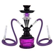 水烟水烟套装带 2 个软管水烟水烟玻璃花瓶陶瓷水烟碗小号 02 紫色
