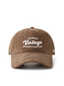 1 件毛绒厚复古字母刺绣拼色棒球帽，时尚 - 彩色 - 查看 10