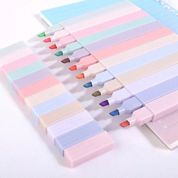 12pcs Morandi Fluorescent Marker Pens, Colorful Retro Color Highlighters With Large Ink Capacity For Students Back To School