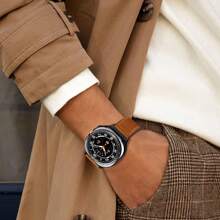 Magnetyczny skórzany pasek do zegarka kompatybilny z Samsung Galaxy Watch Ultra 47 mm (2024) Magnetyczna klamra Regulowane klasyczne opaski Akcesoria Paski zamienne dla mężczyzn i kobiet
