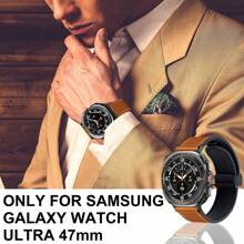 Magnetyczny skórzany pasek do zegarka kompatybilny z Samsung Galaxy Watch Ultra 47 mm (2024) Magnetyczna klamra Regulowane klasyczne opaski Akcesoria Paski zamienne dla mężczyzn i kobiet