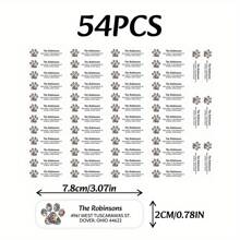 Custom 54pcs Return Address Label Stickers, Personalized Family Name Decals With Dog & Cat Paw Designs For Everyday Office Use - Multicolor - View 8