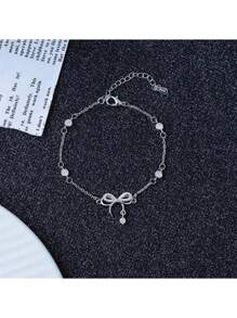 Sterling Silver Smart Bow Bracelet Women's Versatile Light Luxurious Butterfly Dream Chain Pendant Bracelet Best Friend Couple Birthday Gift