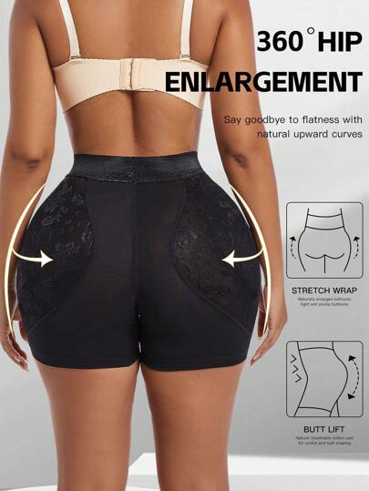 1 件女式高腰提臀短裤，性感优雅提拉塑形收腹短裤，可拆卸海绵垫，舒适轻便夏季裤装，黑色