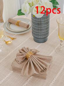 6/12/270 件简约纯色布餐巾，可水洗，可重复使用，适用于餐厅、派对、宴会、餐桌 - 彩色 - 查看 12