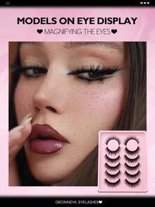 GROINNEYA 6 Pairs Wet Manga Lashes Natural Full Lashes Cosplay Travel Essentials Makeup Tools - Black - View 4