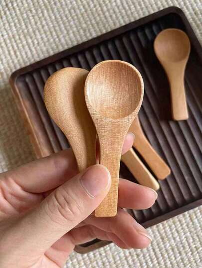 10pcs Bamboo Long Handle Spoons For Eating Soup, Coffee, Honey, Jam And Other Condiments, Perfect For Family Coffee And Serving Creative Dishes,