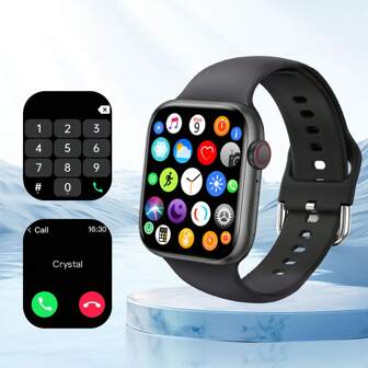 1只黑色矽膠錶帶女孩多功能電子手錶，1.83英寸觸摸屏，多種運動模式，相機控制，社交程式通知，適合禮物、運動、學校和其他場合