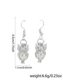 1 对时尚创意优雅镂空莲花蓝绿色/天蓝色/黄绿色夜光吊坠耳环女士款（本产品需光照一定时间才能在黑暗中发光） - 銀色 - 查看 11