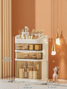 1pc Large Capacity Cosmetics Storage Box, Desktop Skin Care Cosmetics Display Stand, Sundries Storage Container, Multi-Functional Desktop Storage Box Suitable For Lotion, Essence, Cream, Cushion, Eye Shadow, Lipstick And Other Beauty Products, Can Be Given As Women's Day Gift, Valentine's Day Gift, Birthday Gift To Familys Or Friends Around You,For Holiday Beach, Bathroom Collection, Bedroom Collection, Large Capacity