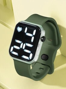 Kids Square Colorful Lighting Electronic Watches, Sports E-Watch Suitable For Daily Life & Gift-Giving - Army Green - View 6