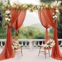 1pc Lawn Wedding Voile Curtain, Wedding Arch Canopy Backdrop 29.5"X118", 29.5"X236", Sheer Organza Fabric For Food Photography Prop, Valentine's Day Decor