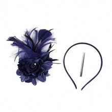 1Pc Fascinator Hats For Women Tea Party Hat Kentucky Flower Organza Fascinators Headband Brooch Derby Hats For Wedding - A - View 12