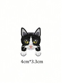 1 Piece Iron On Cartoon Animal Cat Embroidery Handbook Decoration Cloth Self Adhesive Clothes Patch Stickers Summer, School