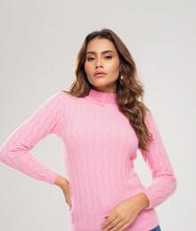 Salvatore Fashion Furry Knit Long Sleeve Blouse - 淺粉色 - 查看 2