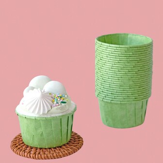 LIFETALK Moldes de papel anti-grasa de color verde para hornear