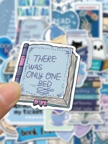 50pcs Blue Bookish Graffiti Stickers Decorative Water Cups Notebook Luggage Waterproof Stickers