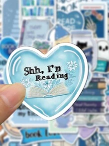 50pcs Blue Bookish Graffiti Stickers Decorative Water Cups Notebook Luggage Waterproof Stickers