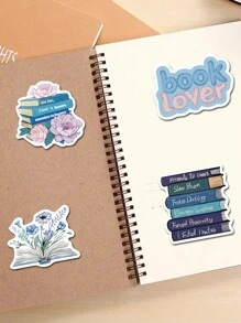 50pcs Blue Bookish Graffiti Stickers Decorative Water Cups Notebook Luggage Waterproof Stickers