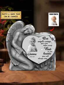 Individuell angefertigte Gedenkplakette in Herzform aus Acryl - Gedenkgeschenkidee zu Weihnachten/für Familienmitglieder - Foto hochladen - Tief in meinem Herzen wirst du immer bleiben, geliebt und vermisst jeden Tag