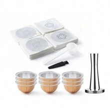 iCafilas 80/150/230ml Empty Coffee Pods 58mm Aluminum Foils Lids Seals Compatible With Vertuoline Vertuo Next/POP Espresso Maker To Reuse Coffee Capsules 100PCS Reuse Coffee Pods Cover Seals Coffee Accessories Back To School - Gold - View 9