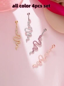 Women's Copper Zirconia Stone Snake Belly Button Piercing, Sexy Animal Body Jewelry Navel Ring, Party Accessories Copper Jewelry