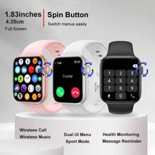 Unisex Pink Silicone Watch Band 1.92-Inch Touch Screen Multifunctional Sports Watch With Various Sports Modes, Camera Control, Social App Message Reminder. Suitable For Gifting, Sports, School, Etc.,As A Father's Day Gift As A Gift For Students Returning To School - Pink - View 2